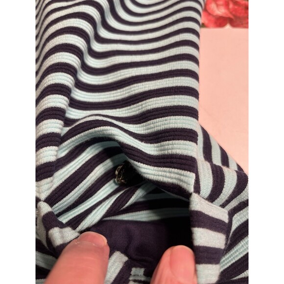 Lilly Pulitzer Charlene Navy Aqua Blue Stripes Dress Gold Buttons Sz M Jackie-O - Picture 12 of 16